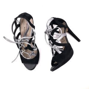 Formentini Italy Heels Stiletto Black Silver Sz 6